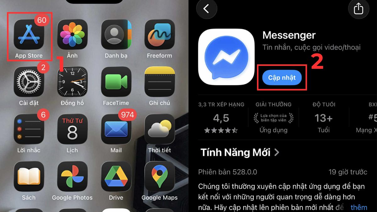 Sửa lỗi cuộc gọi Messenger không hiển thị trên màn hình - Cập nhật ứng dụng