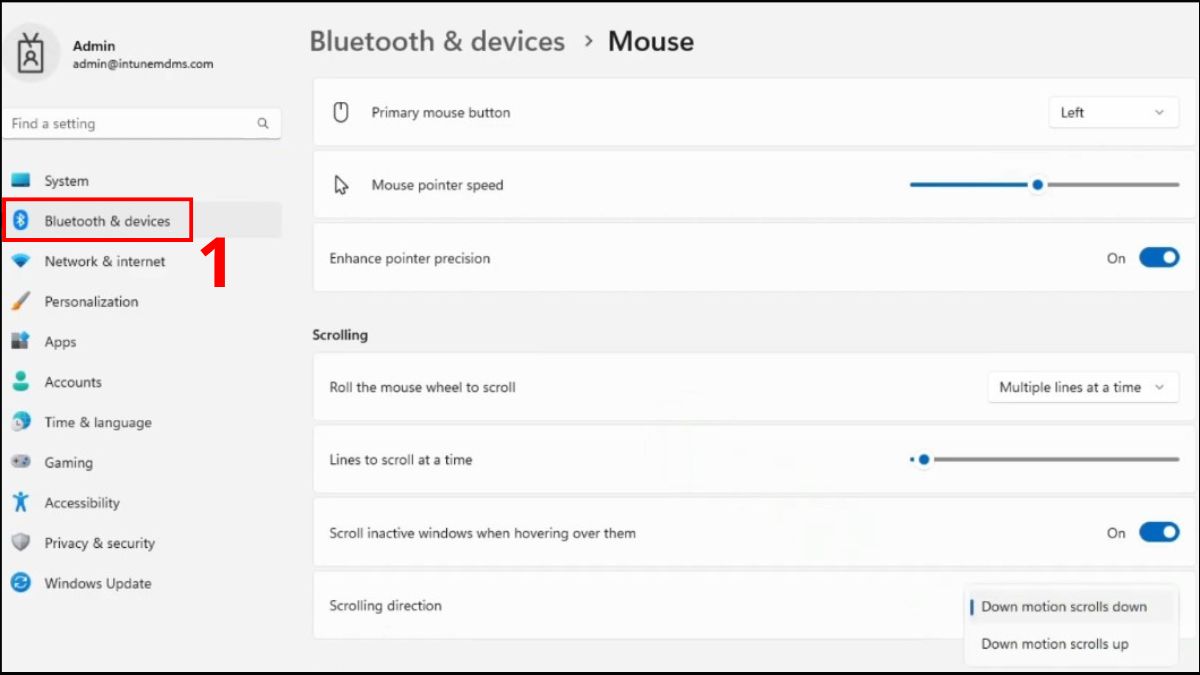 Sửa lỗi cuộn chuột bị ngược trên Win 11 bước 1