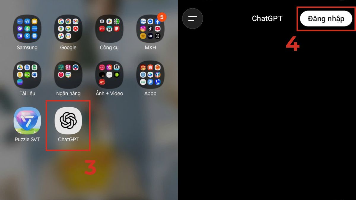 Cách đăng nhập ChatGPT trên điện thoại bước 2