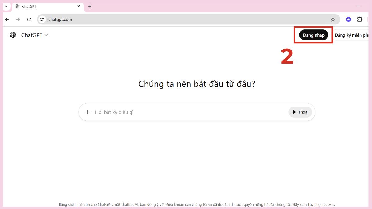 Cách đăng nhập ChatGPT trên máy tính bước 2