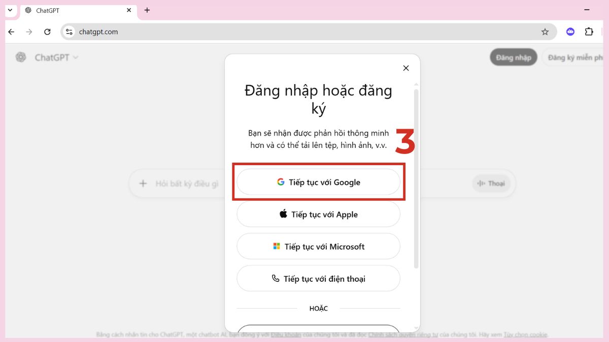 Cách đăng nhập ChatGPT trên máy tính bước 3