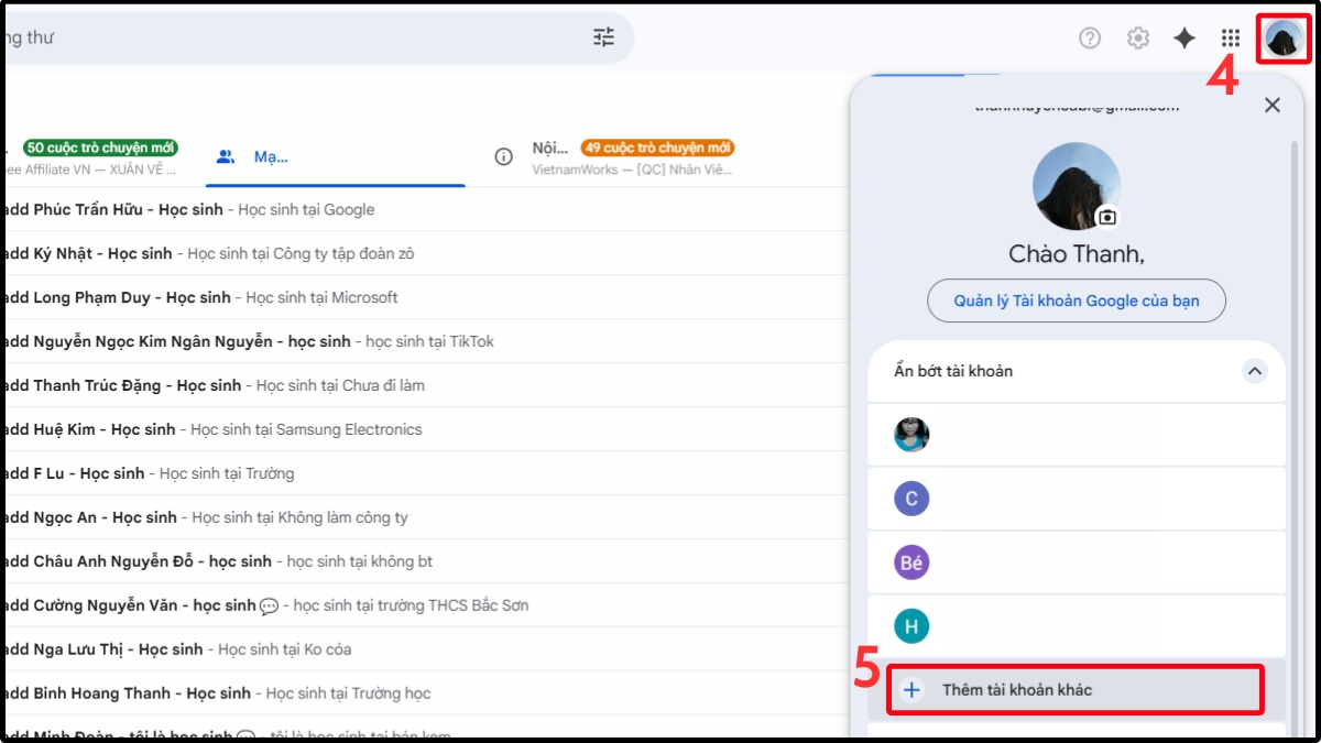 Cách đăng nhập Gmail trên máy tính - Đăng nhập nhiều tài khoản bước 3