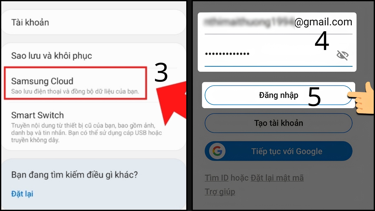 Đăng nhập Samsung Cloud trên điện thoại bước 2