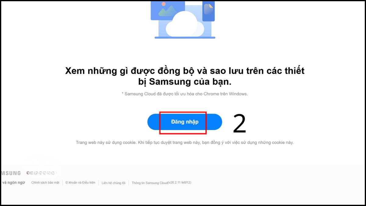 Đăng nhập Samsung Cloud trên máy tính bước 2
