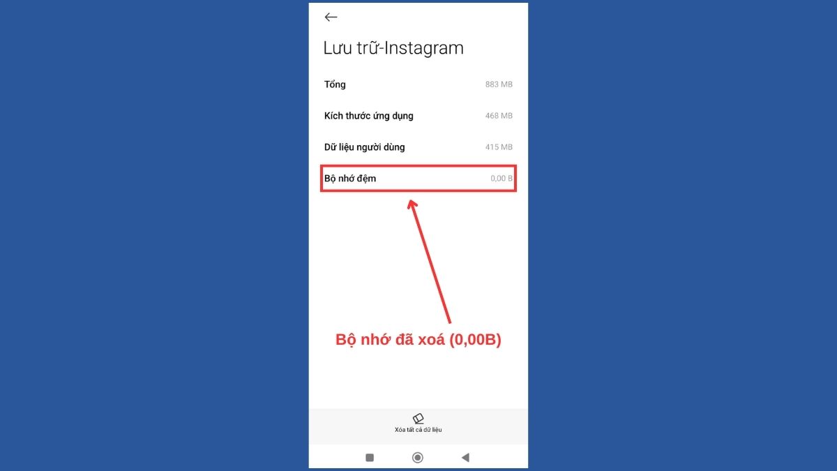 Cách đăng story instagram không bị mờ - Xóa bộ nhớ đệm Instagram