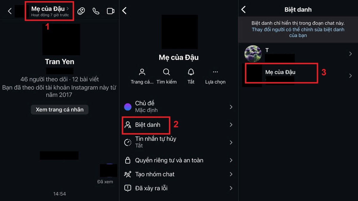 Cách thay đổi hoặc xóa biệt danh Instagram đã đặt bước 1, 2, 3