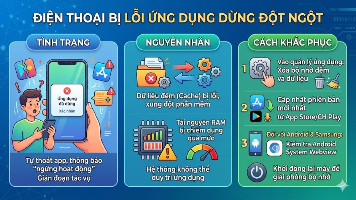 Điện thoại bị lỗi ứng dụng tự thoát