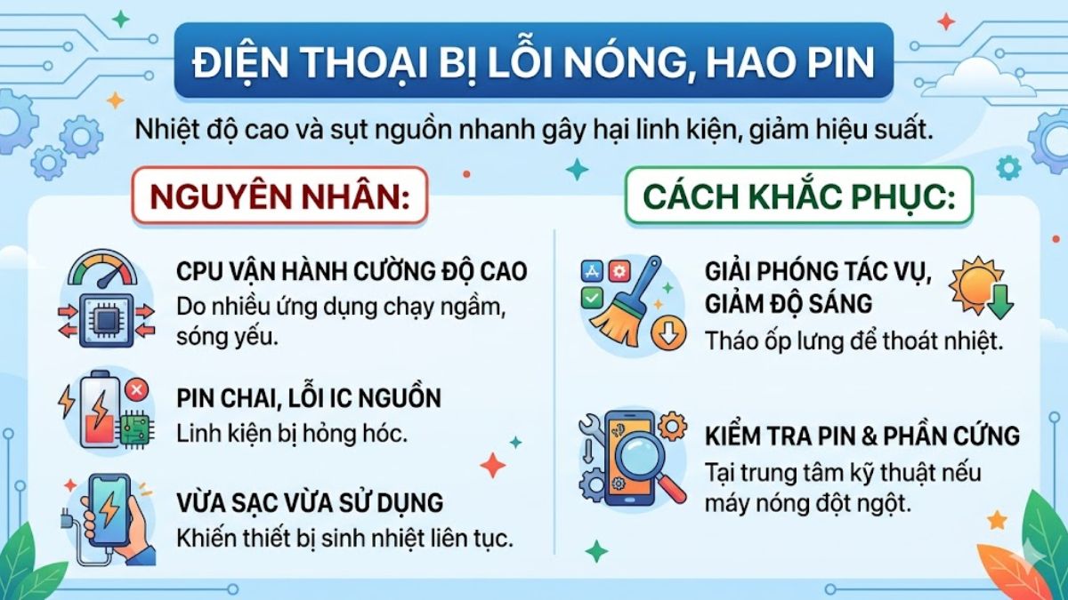 Điện thoại bị lỗi nóng, hao pin