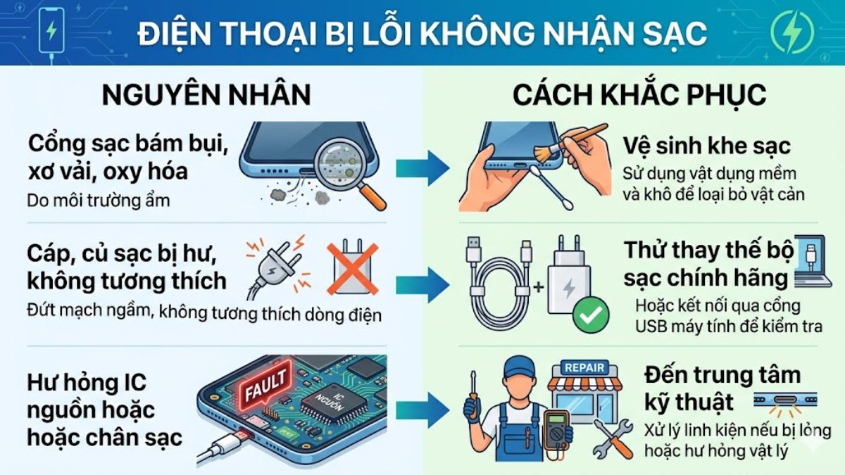 Điện thoại bị lỗi không nhận sạc