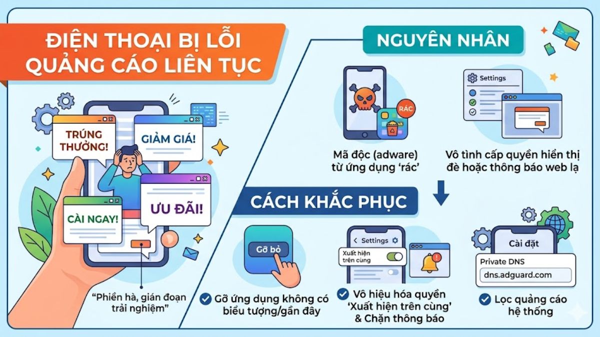Điện thoại bị lỗi quảng cáo liên tục