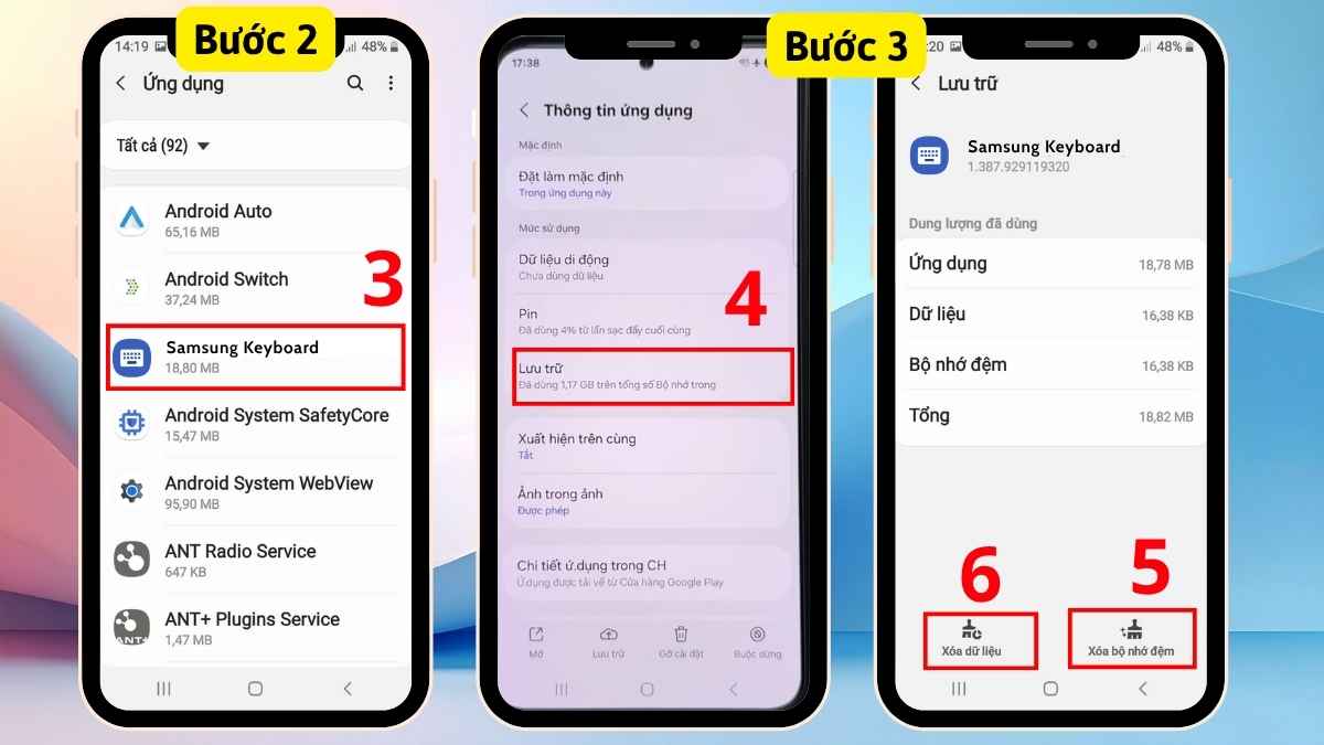 Cách sửa lỗi điện thoại không hiển thị bàn phím - Xóa bộ nhớ đệm bước 2, 3
