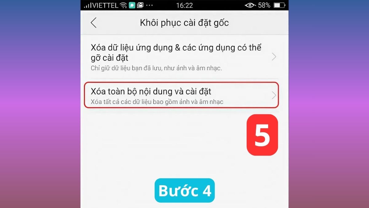 Sửa lỗi điện thoại OPPO bị nhiễu màn hình - Khôi phục cài đặt gốc bước 4