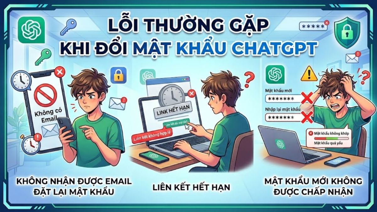Đổi mật khẩu ChatGPT có thể gặp một số lỗi