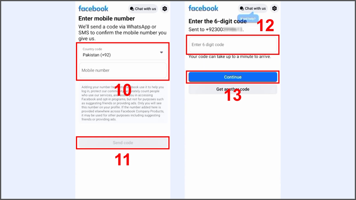 Cách khắc phục khi tài khoản Facebook bị chặn bước 10, 11, 12, 13