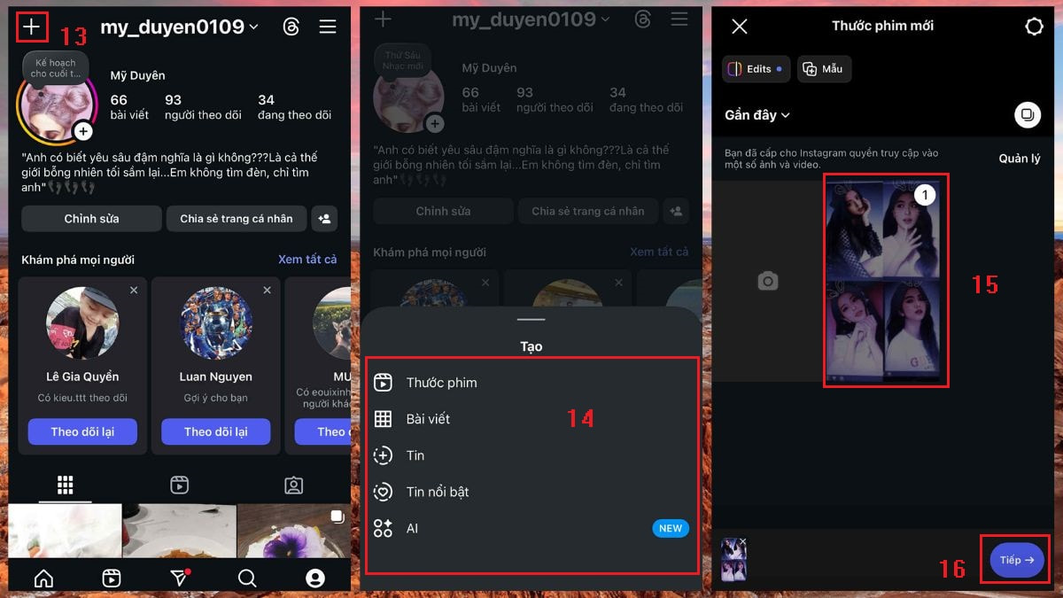 Tải lên video đã quay với filter con thỏ trên Instagram