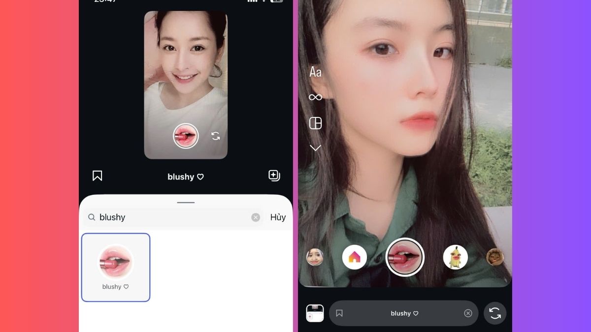 Filter đẹp trên Instagram có son màu hồng nhạt