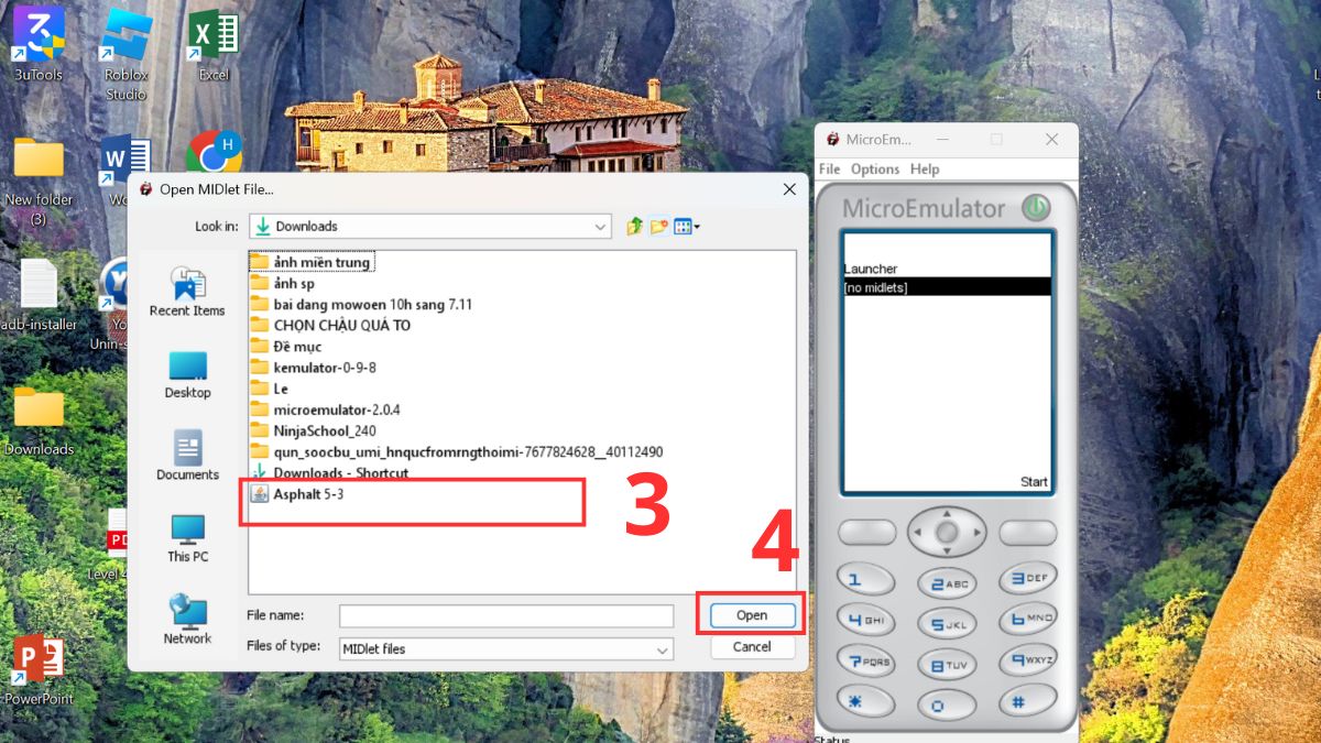 Sử dụng phần mềm giả lập Java trên PC - MicroEmulator bước 3, 4