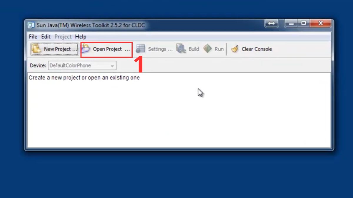 Sử dụng phần mềm giả lập Java trên PC - Sun Java Wireless Toolkit bước 1