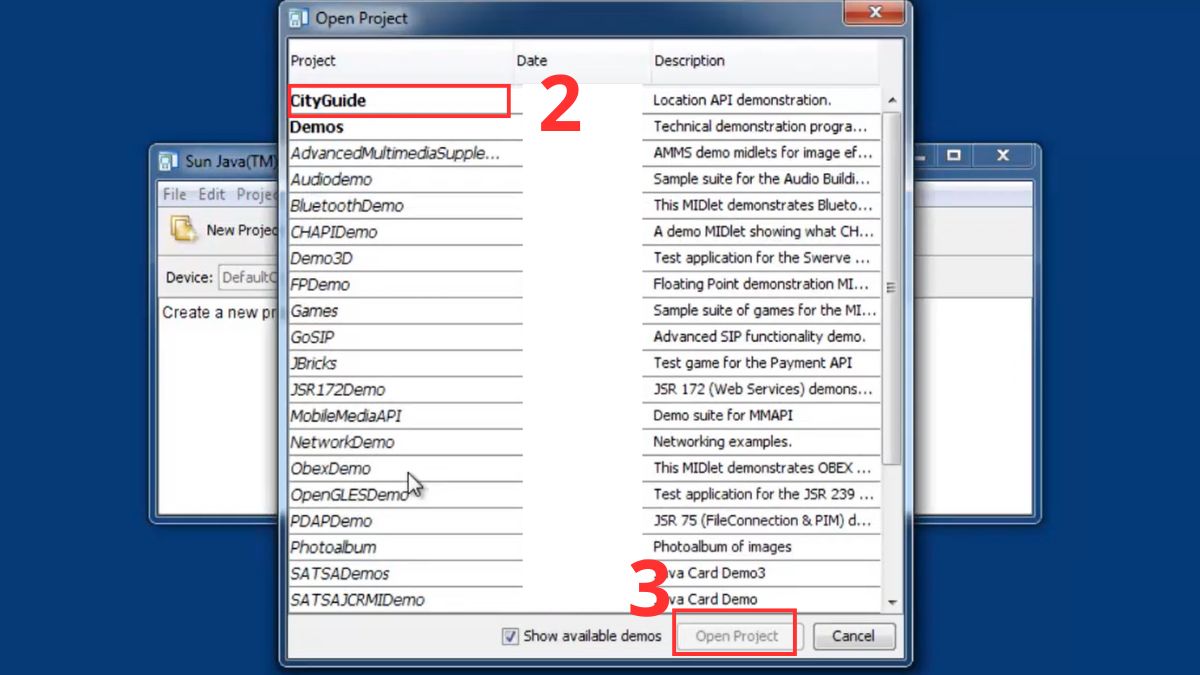Sử dụng phần mềm giả lập Java trên PC - Sun Java Wireless Toolkit bước 2, 3
