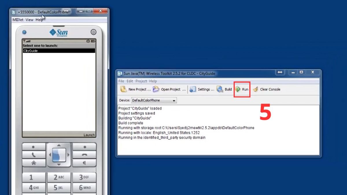 Sử dụng phần mềm giả lập Java trên PC - Sun Java Wireless Toolkit bước 5
