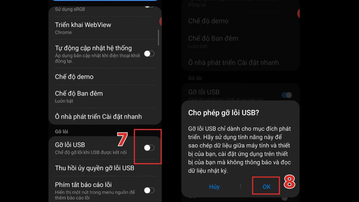 Bật gỡ lỗi USB bước 5