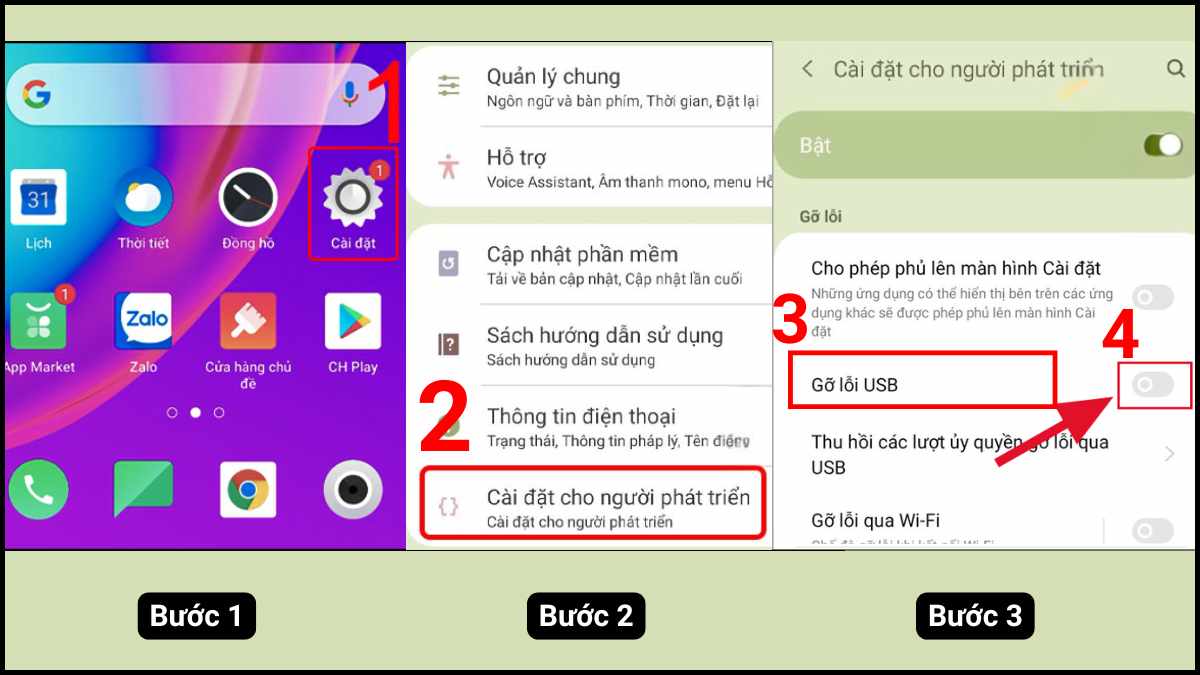 Tắt chế độ gỡ lỗi USB trên OPPO