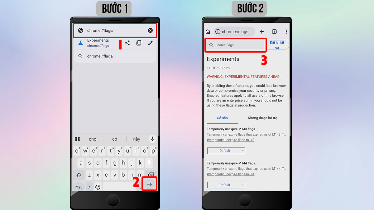 Tăng tốc Google Chrome cho Android với Chrome Flags bước 1, 2