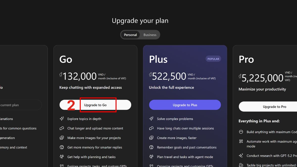 Đăng nhập GPT-4.5 qua gói cao cấp bước 2