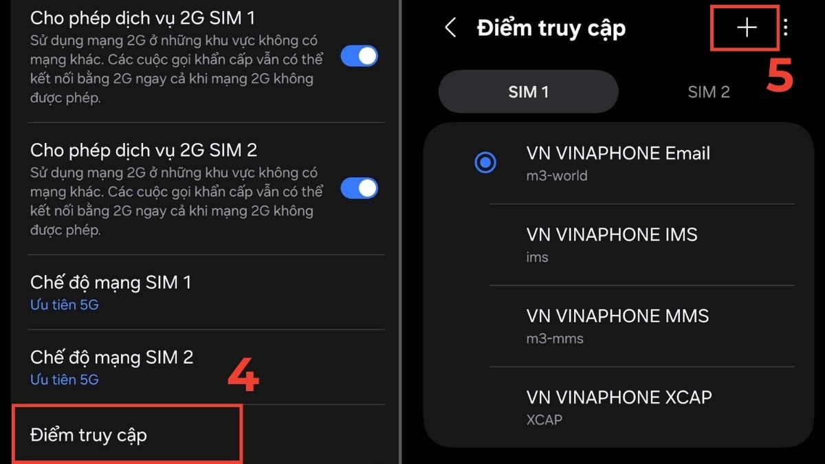Khắc phục lỗi gửi ảnh qua tin nhắn SMS không được trên Android - Cấu hình lại điểm truy cập bước 2