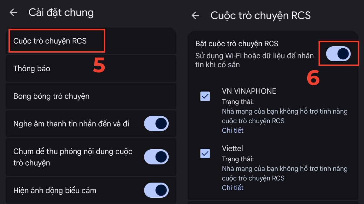 Gửi ảnh qua tin nhắn SMS không được? Chuyển sang RCS bước 3
