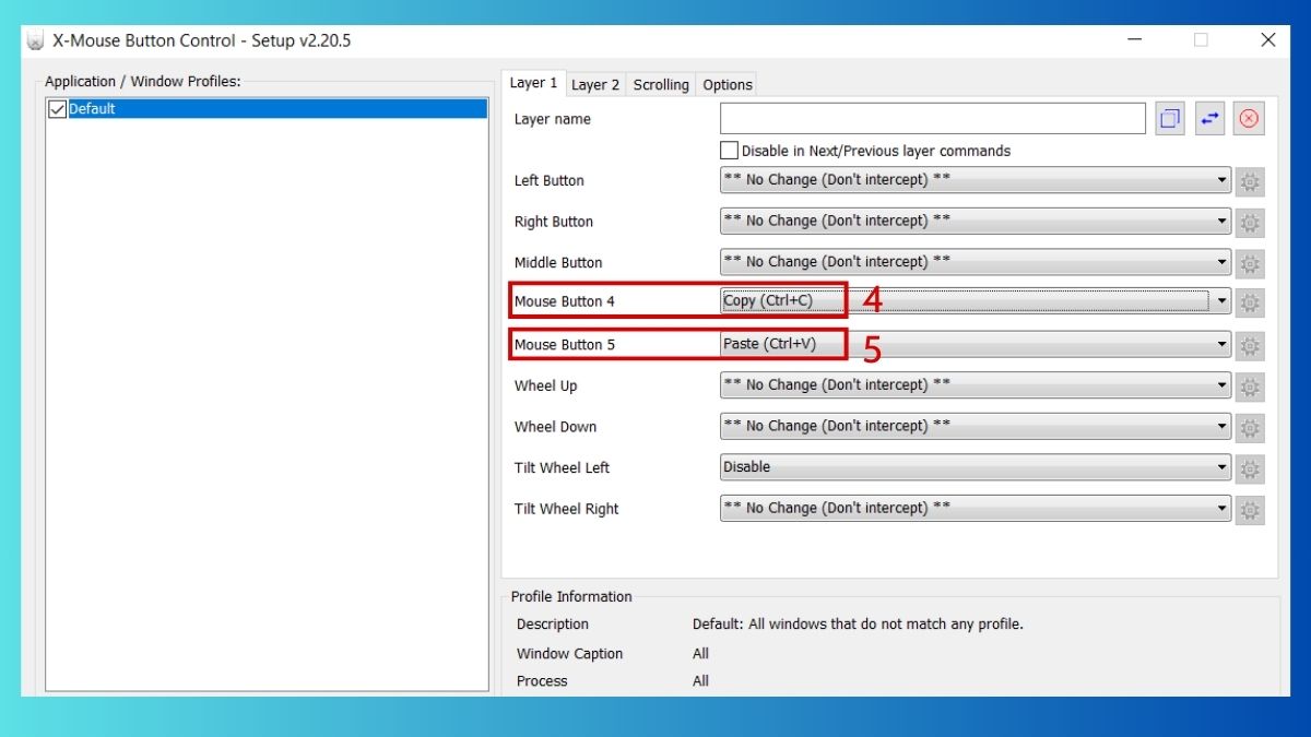 Hai nút bên hông chuột để làm gì? - Gán phím tắt theo yêu cầu bước 2