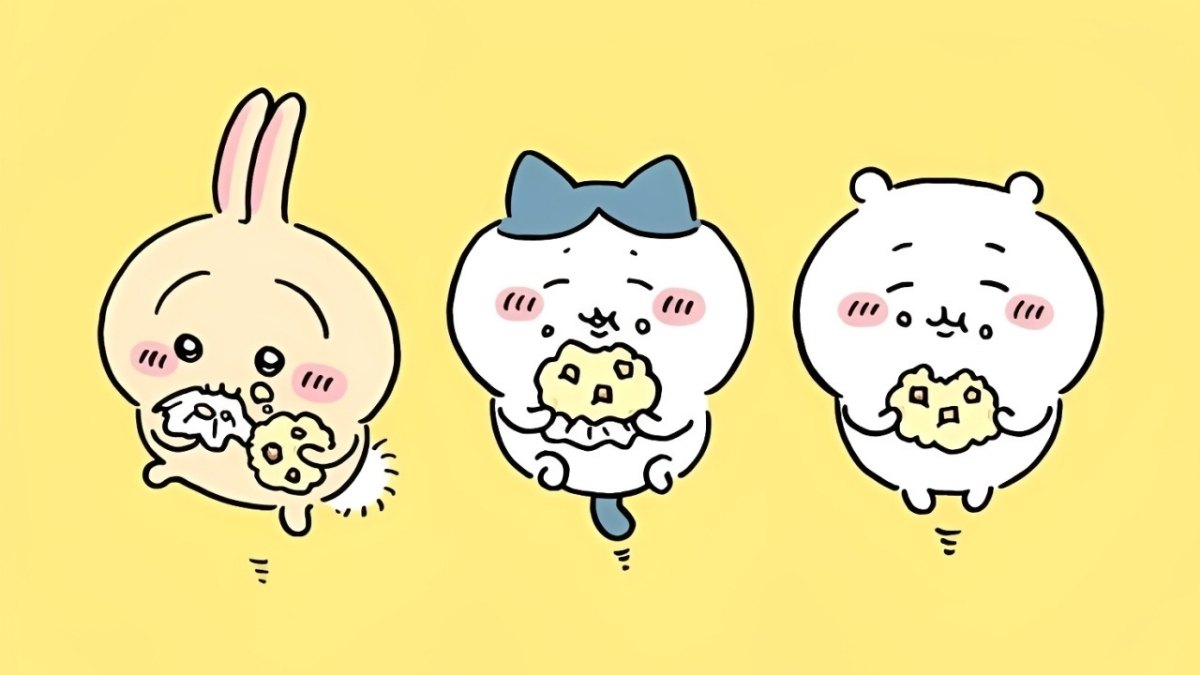 Hình nền Chiikawa đang ăn đáng yêu