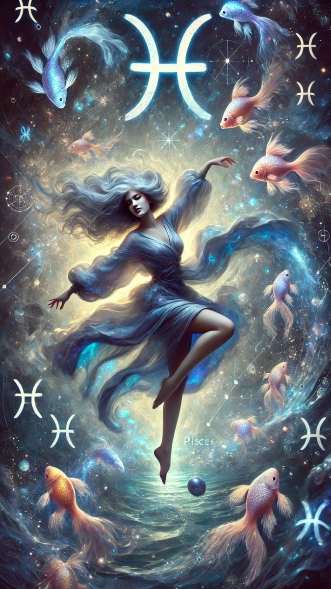 Hình nền cung Song Ngư với cô gái đang nhảy múa