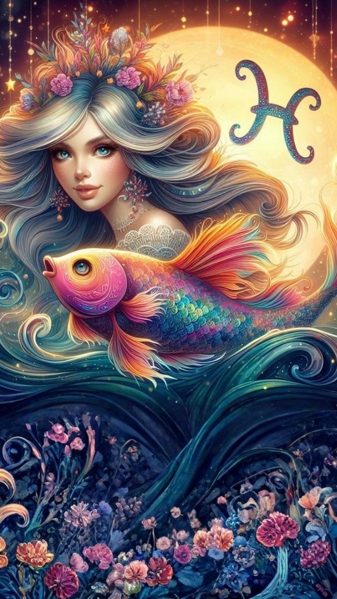 Hình nền cung Song Ngư đa sắc