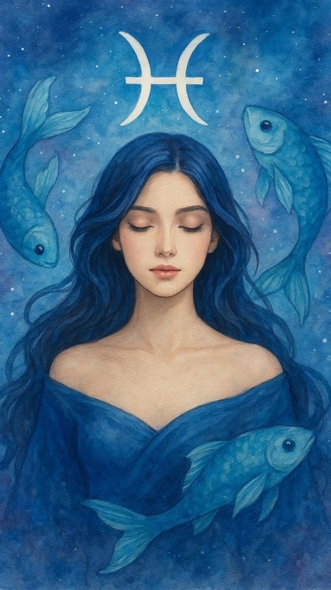 Hình nền cung Song Ngư tone xanh đẹp