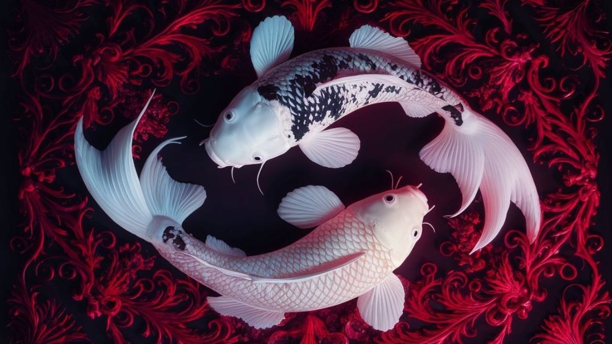 Hình nền cung Song Ngư nền đỏ