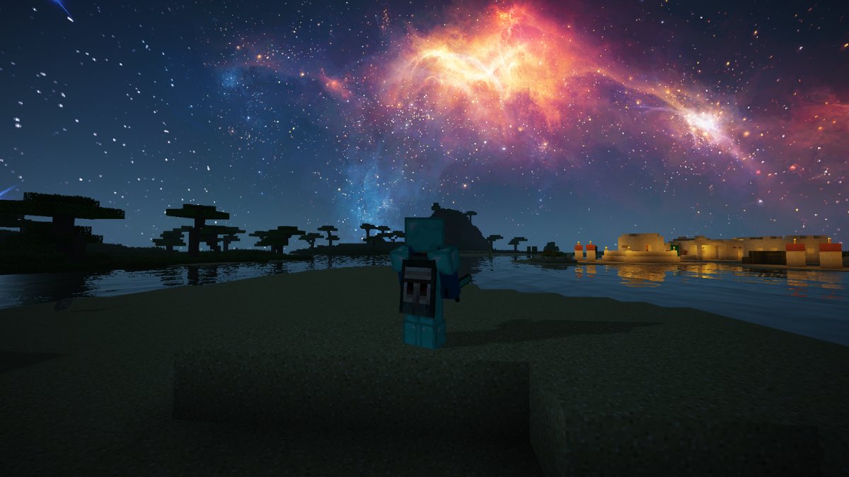 Hình nền Minecraft bầu trời lấp lánh ánh sao