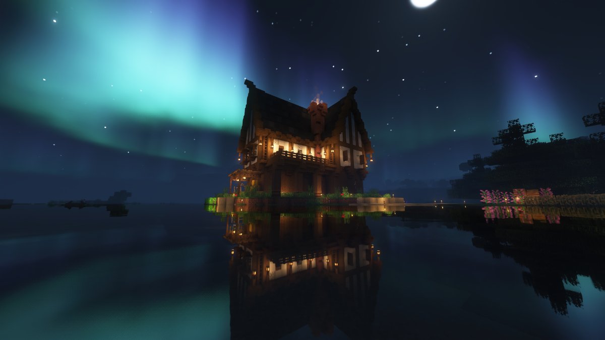 Hình nền Minecraft ngắm cực quang