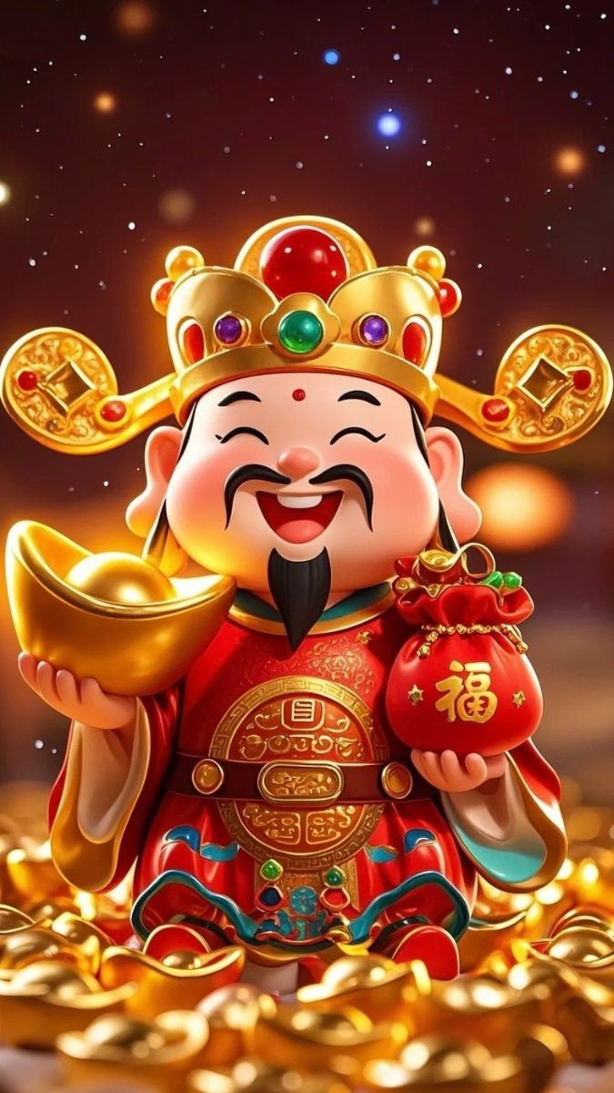 Hình nền Ông Thần Tài may mắn cho điện thoại