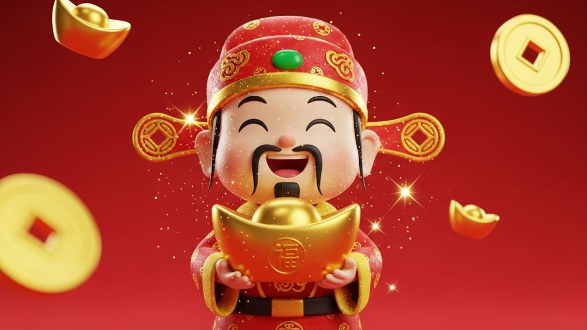Hình nền Ông Thần Tài nền đỏ may mắn