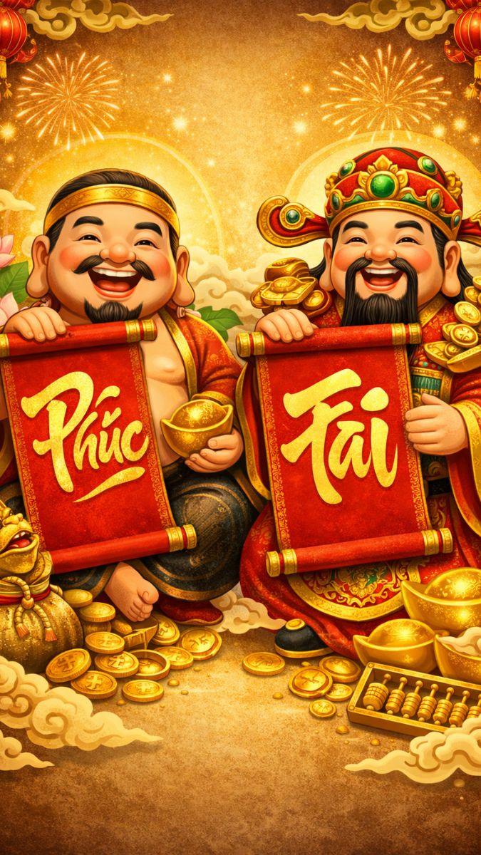 Hình nền Ông Thần Tài cười vui vẻ