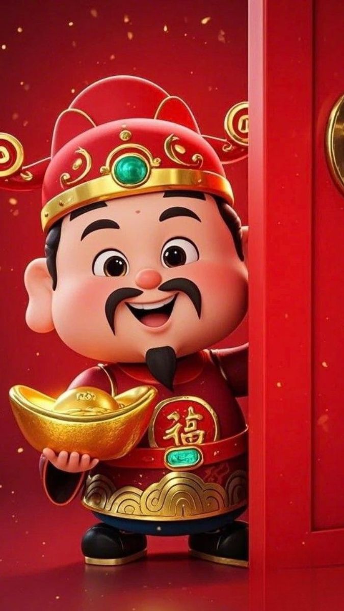 Hình nền Ông Thần Tài cầm cục vàng