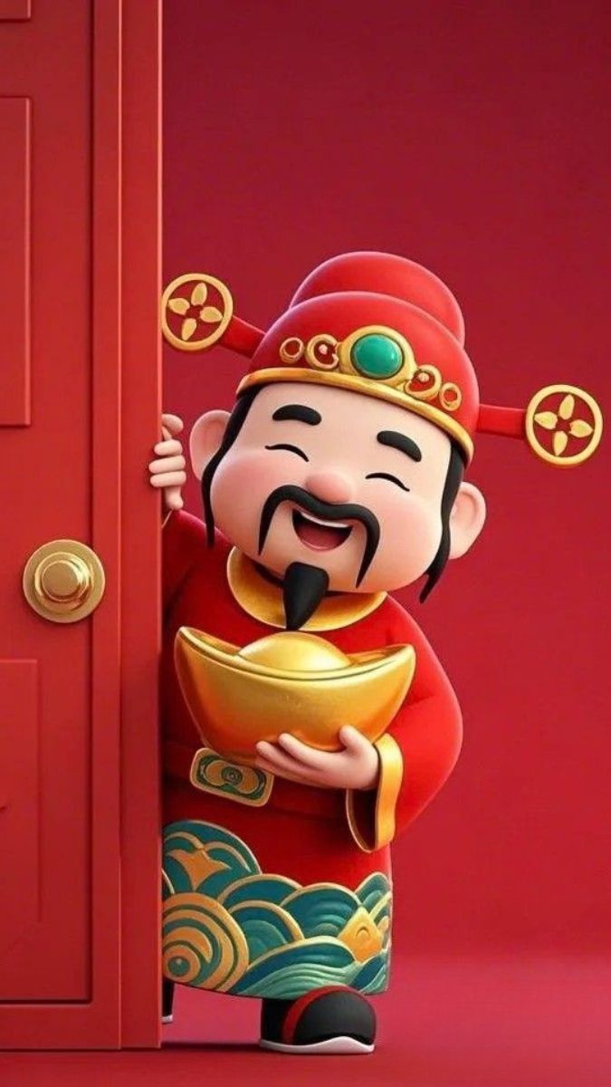 Hình nền Ông Thần Tài may mắn cười vui vẻ