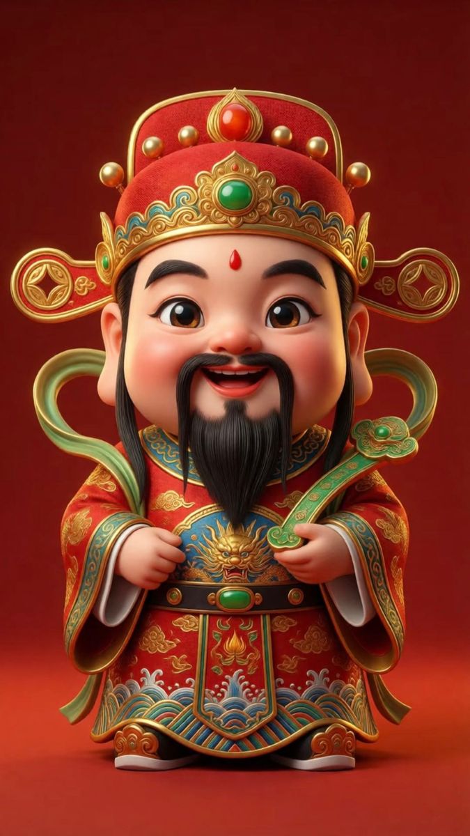 Hình nền Ông Thần Tài chibi đáng yêu