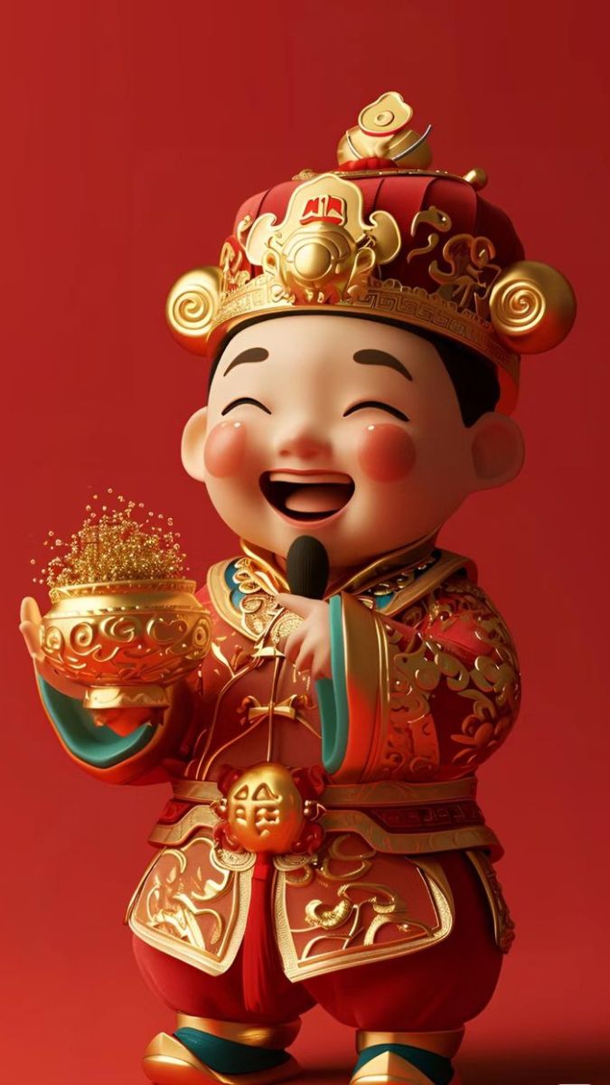 Hình nền Ông Thần Tài cùng hũ vàng