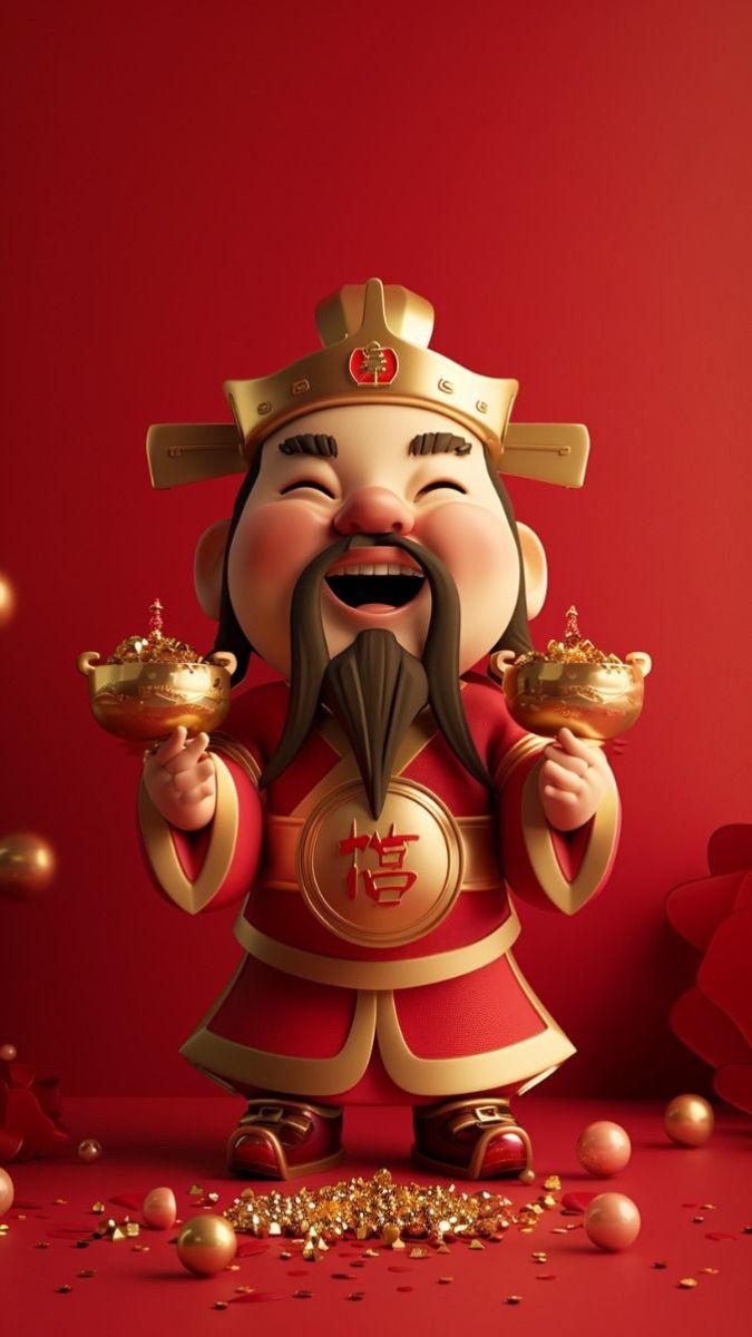 Hình nền Ông Thần Tài cười vui vẻ
