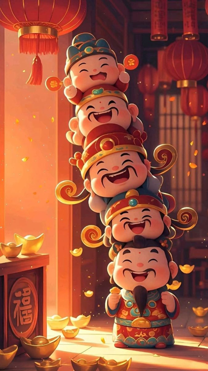 Hình nền Ông Thần Tài cùng rất nhiều vàng