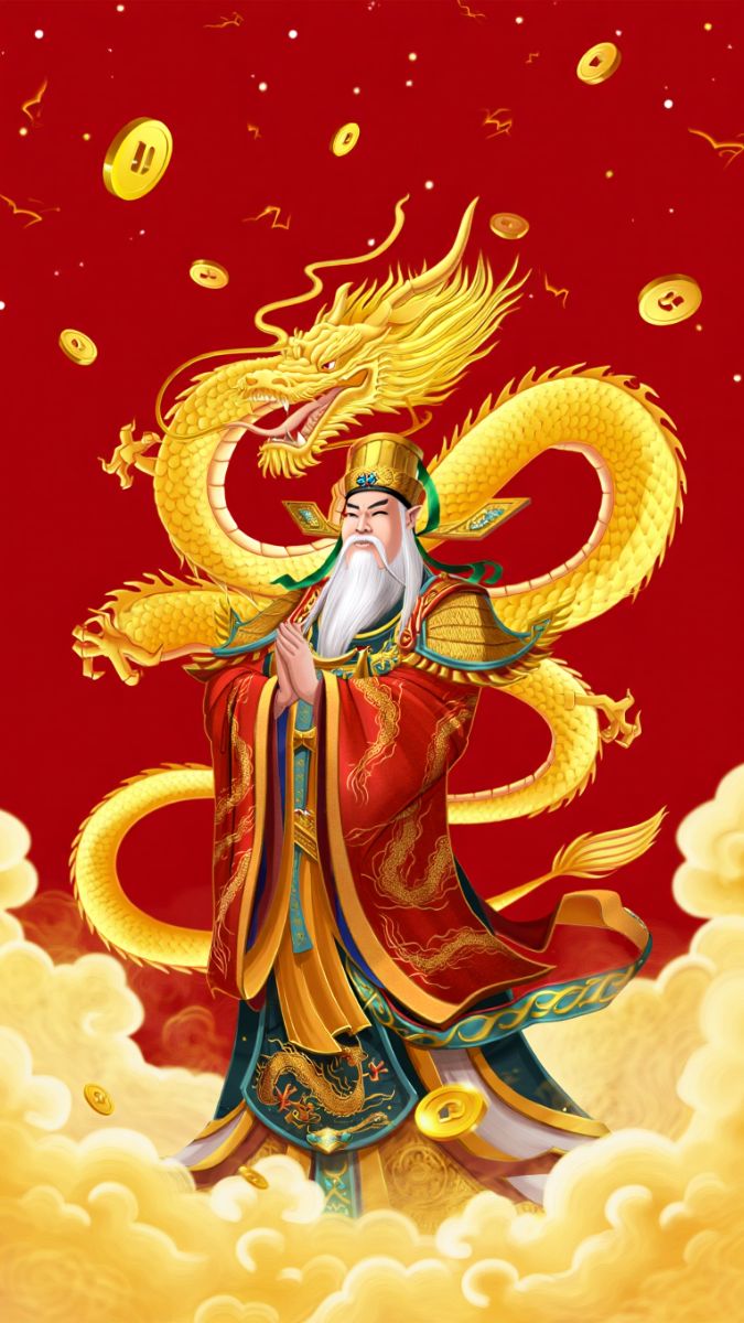 Hình nền Ông Thần Tài trên trời