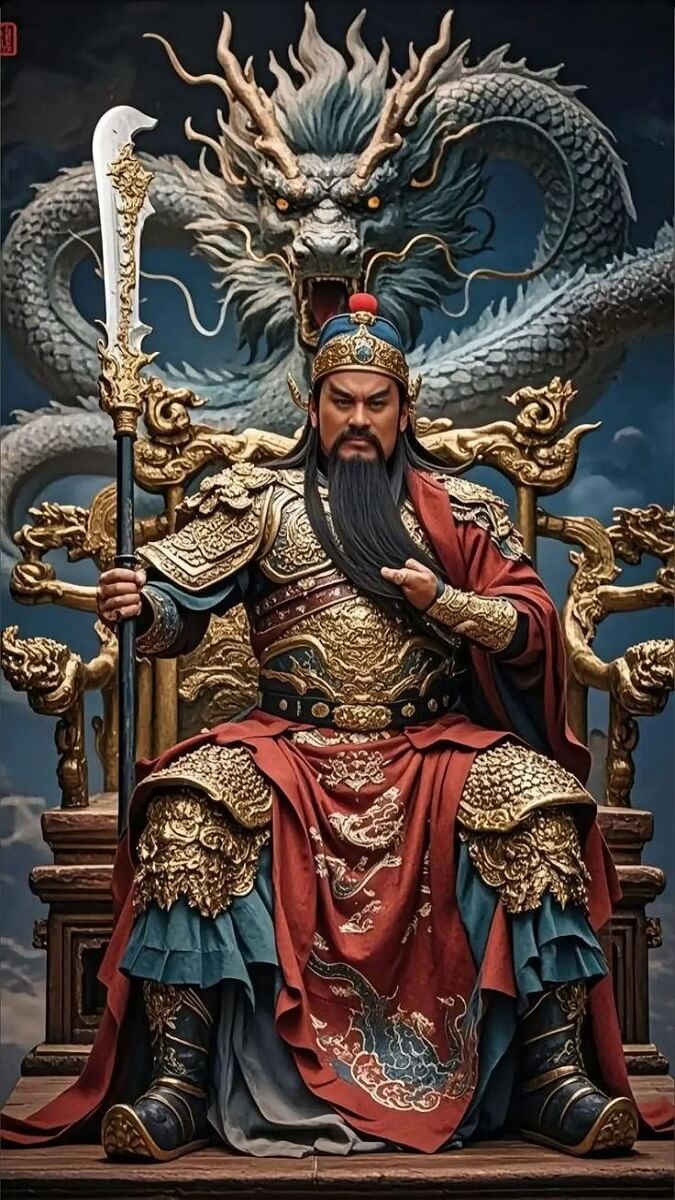 Hình nền Quan Công vuốt râu nghiêm mặt