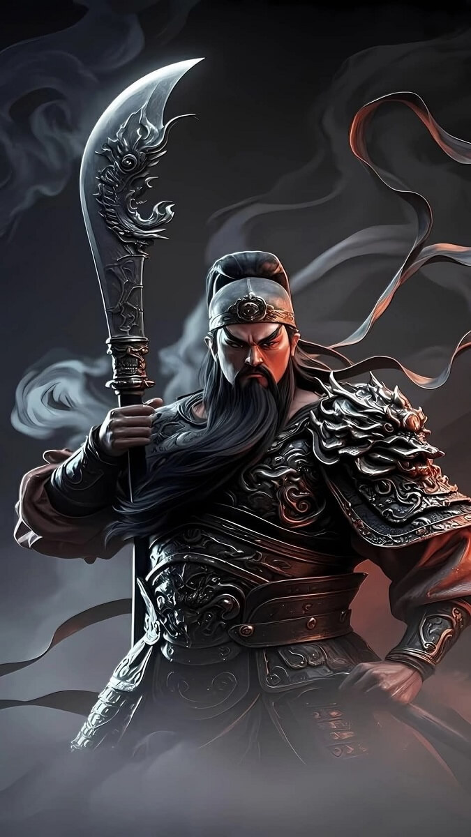 Hình nền Quan Công 3D cầm đao